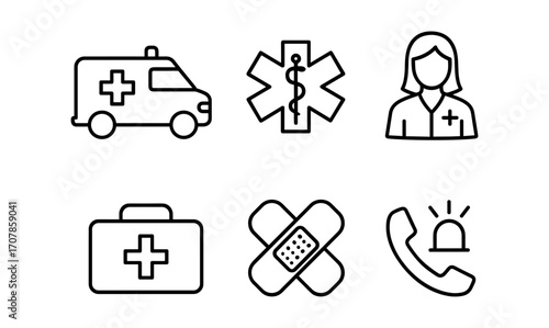 Medical emergency icons collection for healthcare design and digital use