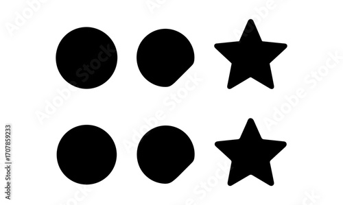 Red sticker collection with simple circle and star designs for crafting and decoration