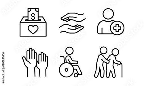 Influencer icons collection for charity, donations, and healthcare design