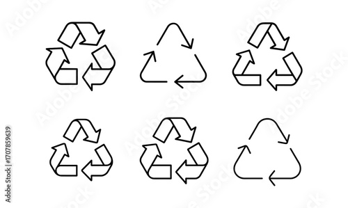 Eco-friendly recycling icons collection for sustainability design projects
