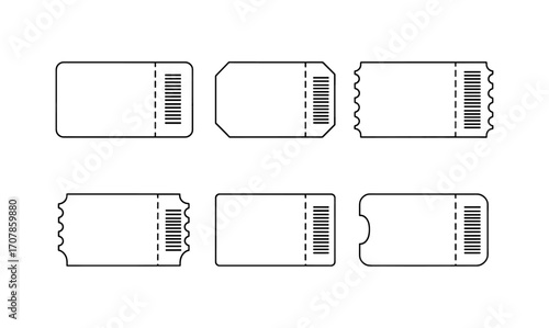 Collection of doodle sketch ticket elements for creative design projects