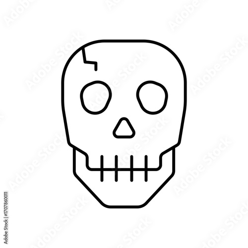 Skull Skeleton Line Icon: Anatomy and Death