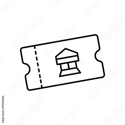 Ticket Admission Pass Line Icon: Event and Entrance