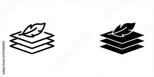 fabric with feather filler icon set, high comfort structure, less weight, vector illustration on white background