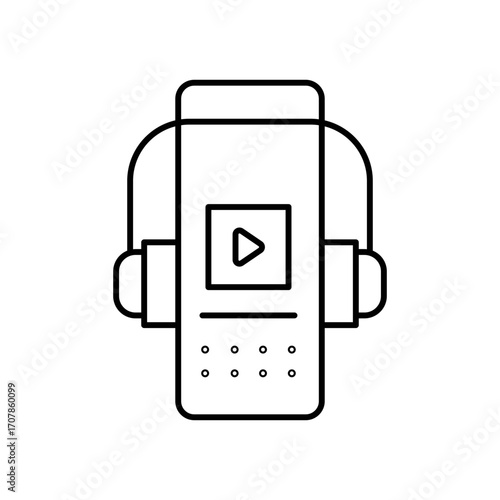 Audio Guide Headset Line Icon: Museum and Tour