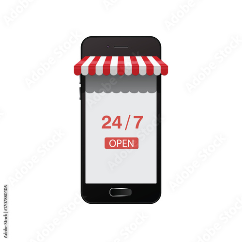 Concept of online shop on modern smart phone