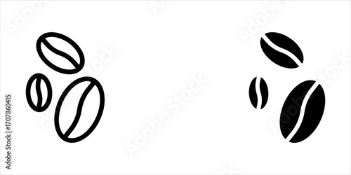 coffee bean icon set symbol flat vector isolated on white background 