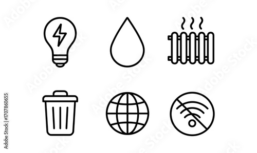 Minimalist web and utilities icons set for digital design and user interface projects