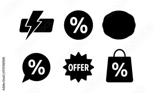 Bold discount sticker set for promotional marketing and retail design projects