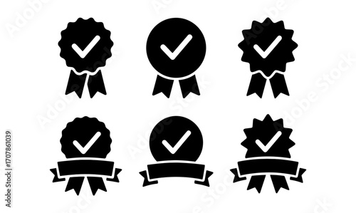 Simple checkmark badges collection for quality assurance and achievement recognition
