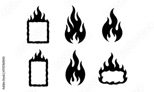 Fiery document silhouettes for creative design and decoration projects