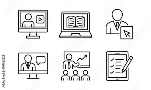 Law and education icon set for digital learning and presentation design