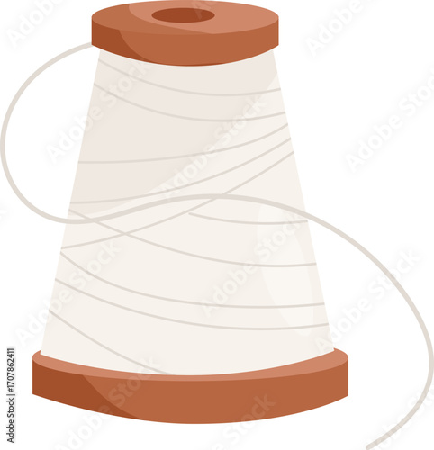 Spool of thread for sewing workshop or courses, fashion design, sewing, tailoring. Vector illustration.	