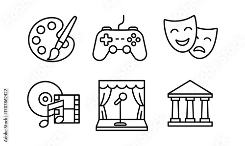 Entertainment and lifestyle icons set for creative design and art projects