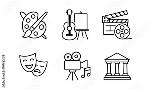 Creative arts and entertainment lifestyle icons for design use