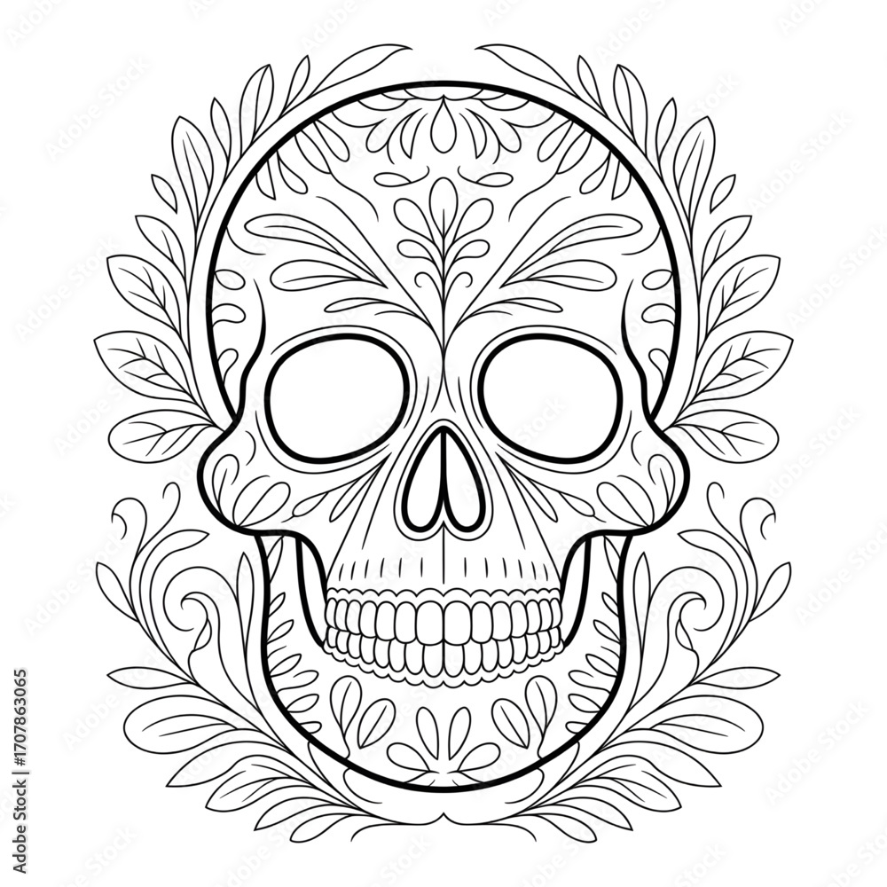 Obraz premium Skull Doodle Art, tattoo, decoration, design Illustration vector