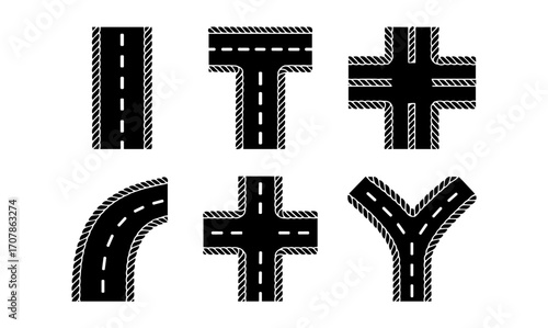 Simple black and white road and nautical designs for creative projects