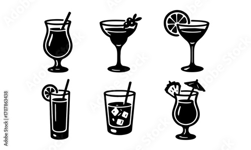 Cosmic cocktail silhouettes for creative design and beverage-themed projects