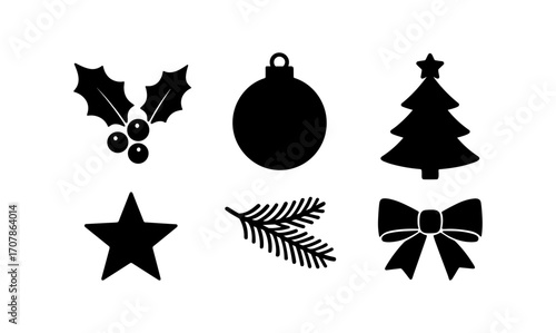 Classic christmas silhouette collection for holiday design projects