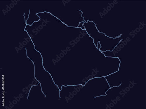 map of saudi with blue outline
