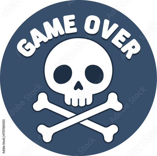 Retro game over screen text isolated on white background