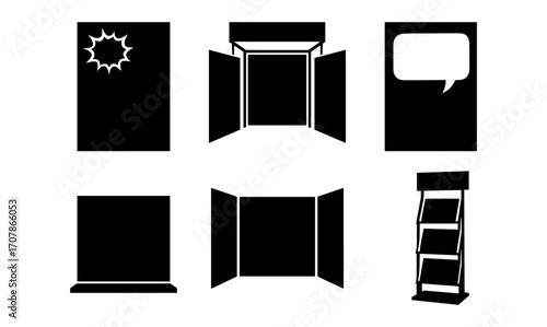 Minimalist exhibition stand and display set for modern trade show designs
