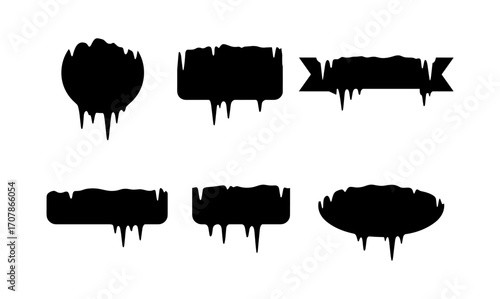 Christmas snow silhouettes for winter design and decoration projects