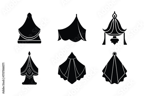 puja cloth bundle linocut style silhouette vector illustration