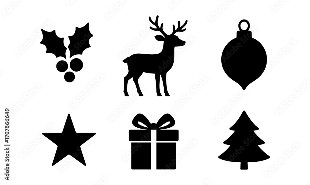 Fototapeta premium Christmas card design with simple baby-themed holiday icons for festive greetings