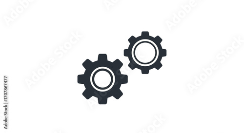 Industrial gears icon symbolizing connection, teamwork, and mechanical systems in a clean, modern graphic design