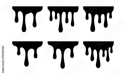 Black drip texture set for creative design projects, minimalist style for graphic design and decoration