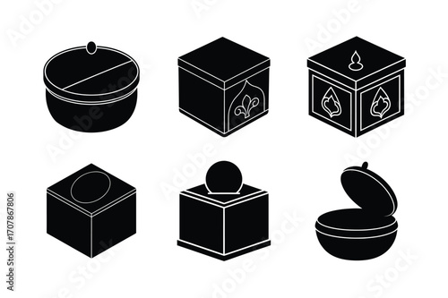 vibhuti box bundle linocut style silhouette vector illustration