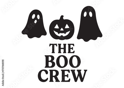 the boo crew logo silhouette vector, halloween boo crew vector silhouette illustration, halloween spooky ghost the boo crew, the boo crew logo silhouettes vector on white background