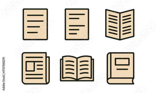 Minimalist typography and book icons collection - perfect for digital designs and educational materials
