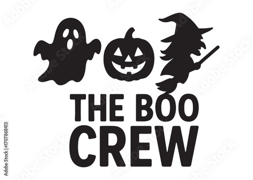 the boo crew logo silhouette vector, halloween boo crew vector silhouette illustration, halloween spooky ghost the boo crew, the boo crew logo silhouettes vector on white background