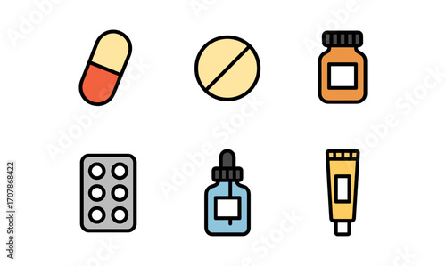 Medicine icons collection - simple medical symbols for healthcare and pharmacy designs