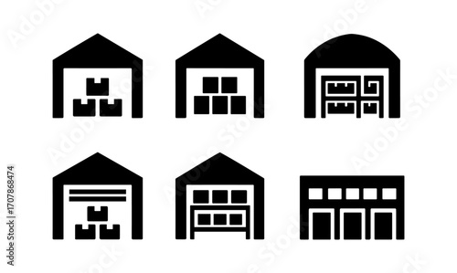 Warehouse icon collection for logistics and storage design projects
