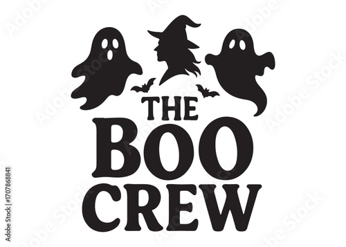 the boo crew logo silhouette vector, halloween boo crew vector silhouette illustration, halloween spooky ghost the boo crew, the boo crew logo silhouettes vector on white background
