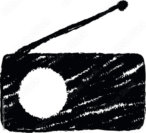 Vintage radio icon hand drawn style retro broadcast symbol vector Handmade Hand Drawn
