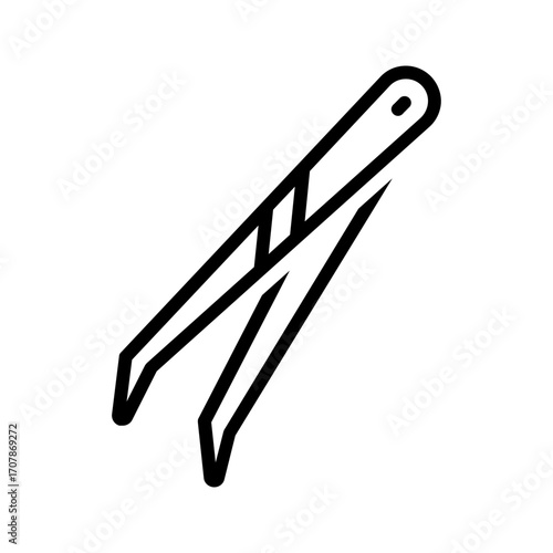 Vector black line icon for Tweezers