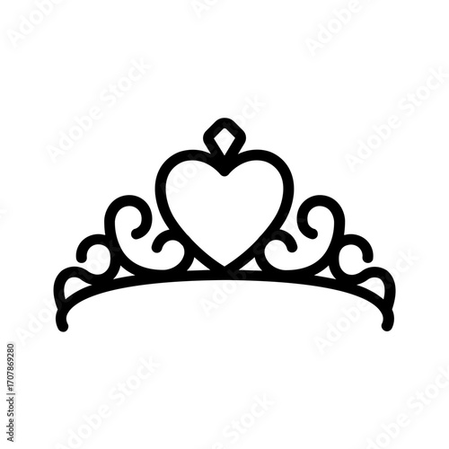 Vector black line icon for Tiara