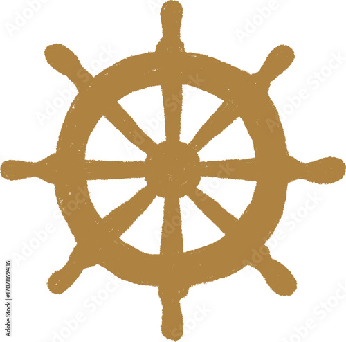 Vintage ship's wheel nautical wood symbol maritime navigation vector Handmade Hand Drawn