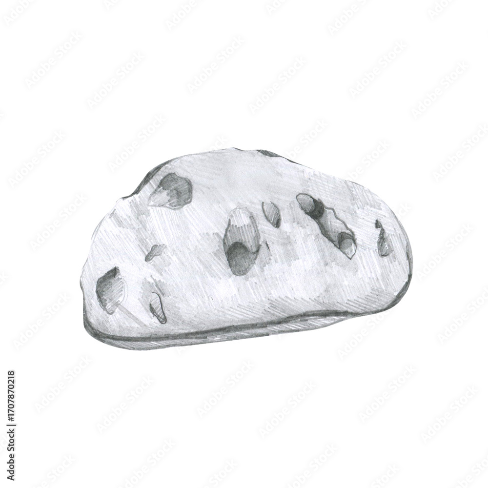 Obraz premium Slice of fresh bread graphics illustration. Hand drawn black and white loaf piece, pastry and bakery food clipart. Pencil drawing for shop, cafe ,restaurant menu,card,wallpaper design