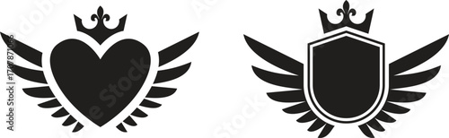 Crown shield with wings