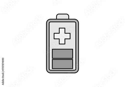 Icono negro de medidor de carga de batería