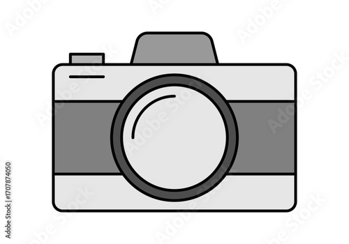 Icono negro de cámaras de fotos en  fondo blanco