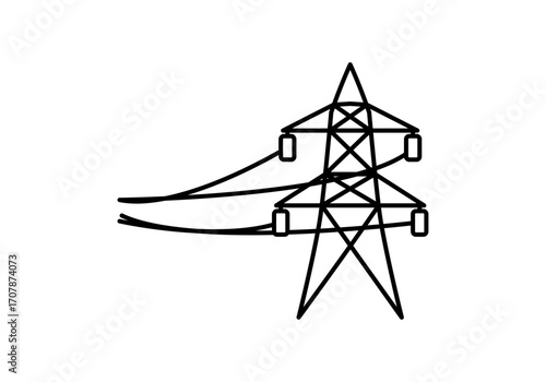 Icono negro de tendido eléctrico de alta tensión