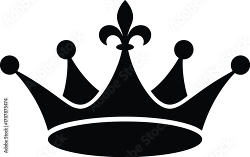 Stylized crown silhouette with fleur-de-lis vector symbolizing royalty, prestige, excellence, and cultural authority