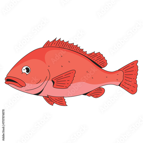 Red snapper fish animal underwater cartoon icon illustration