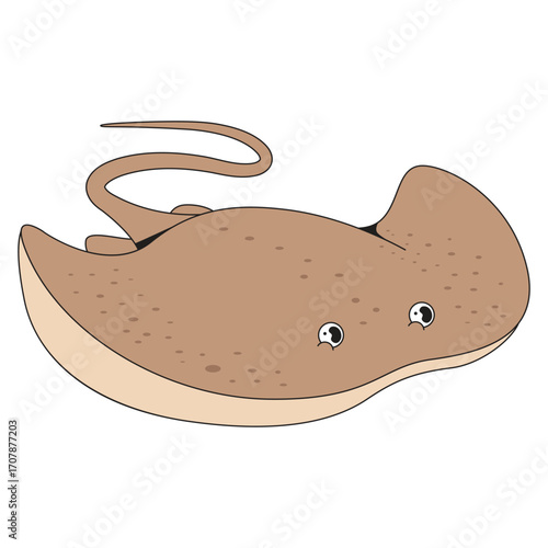 Stingray fish animal underwater cartoon icon illustration